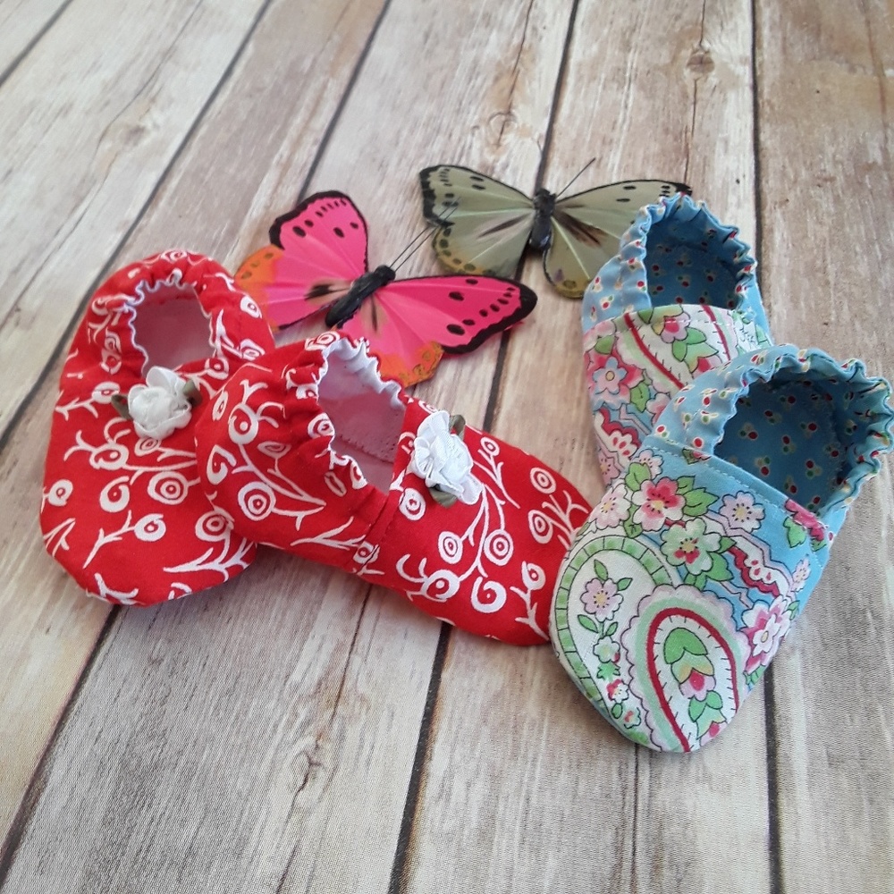 Handmade Boutique 2 pair3/6 mos. (girl) baby shoes
